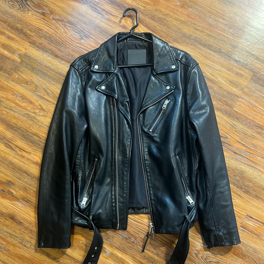 Allsaints Men’s Leather Jacket Sz Medium